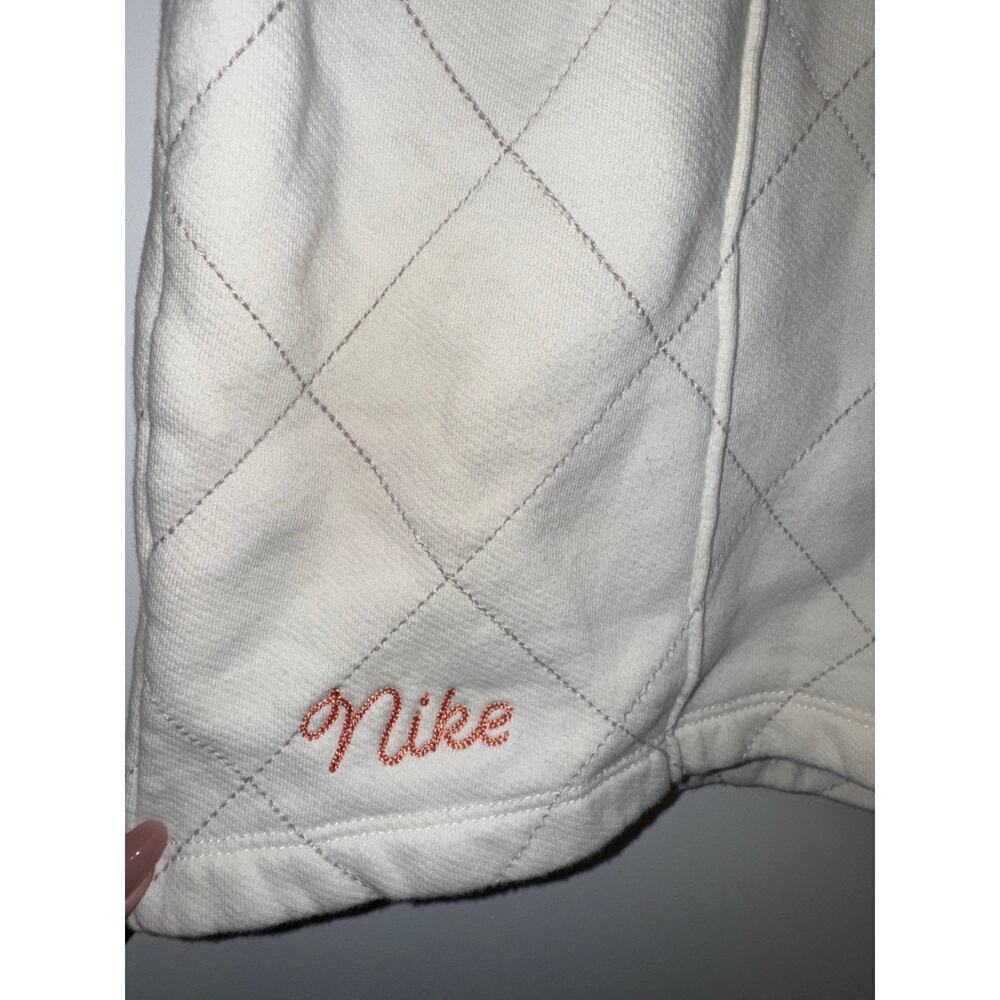Nike Sportswear Fleece Lined Quilted Diamond Cream Sweat Shorts Women's Large - Picture 5 of 7